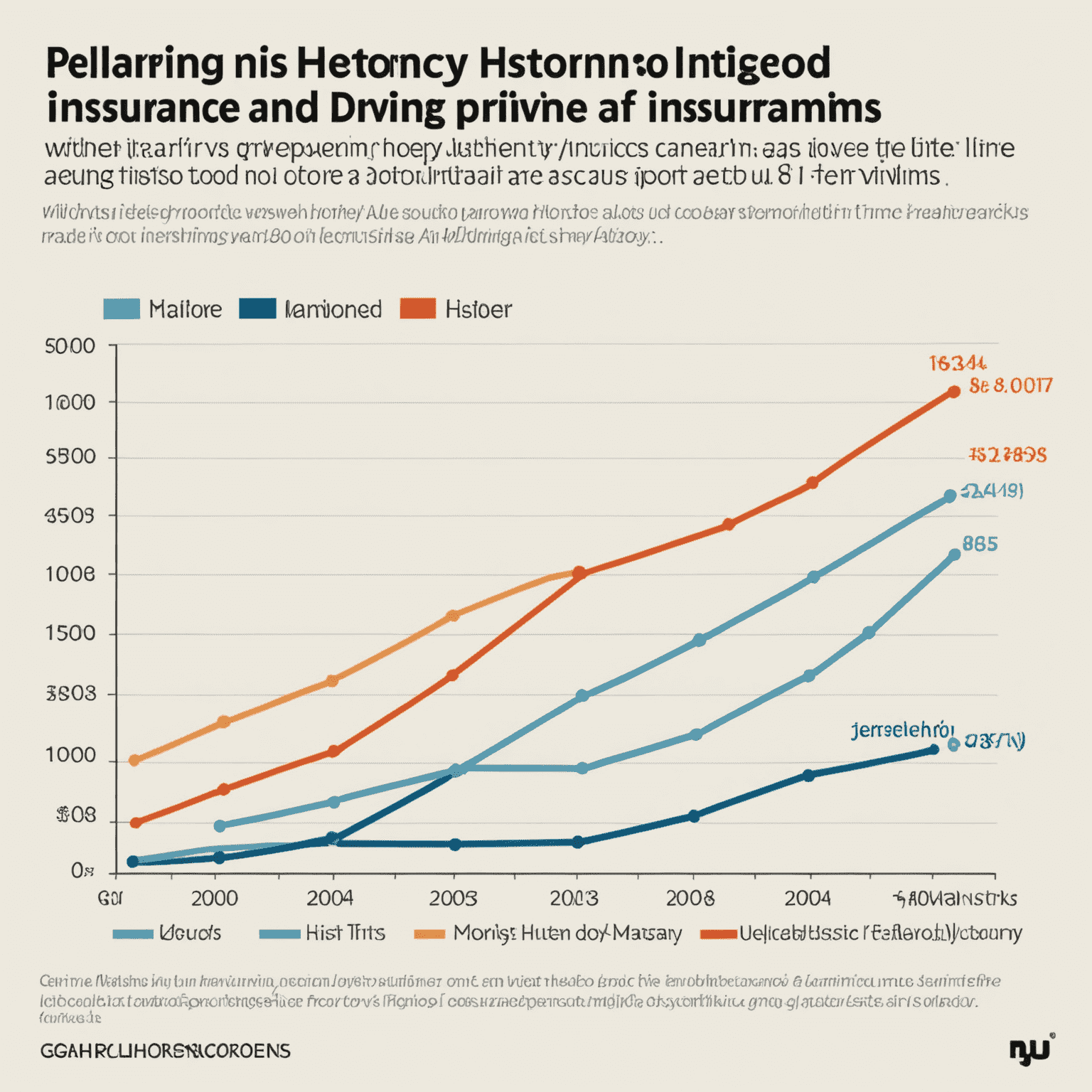 Een grafiek die de relatie tussen rijgeschiedenis en verzekeringspremies toont, met een dalende lijn voor goede rijgeschiedenis en stijgende lijn voor slechte rijgeschiedenis